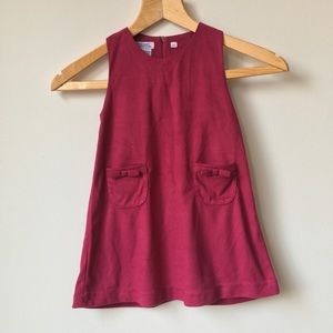NEW Friedknit Creations Burgundy Suede Like A-Line Sleeveless Jumper Dress Girls
